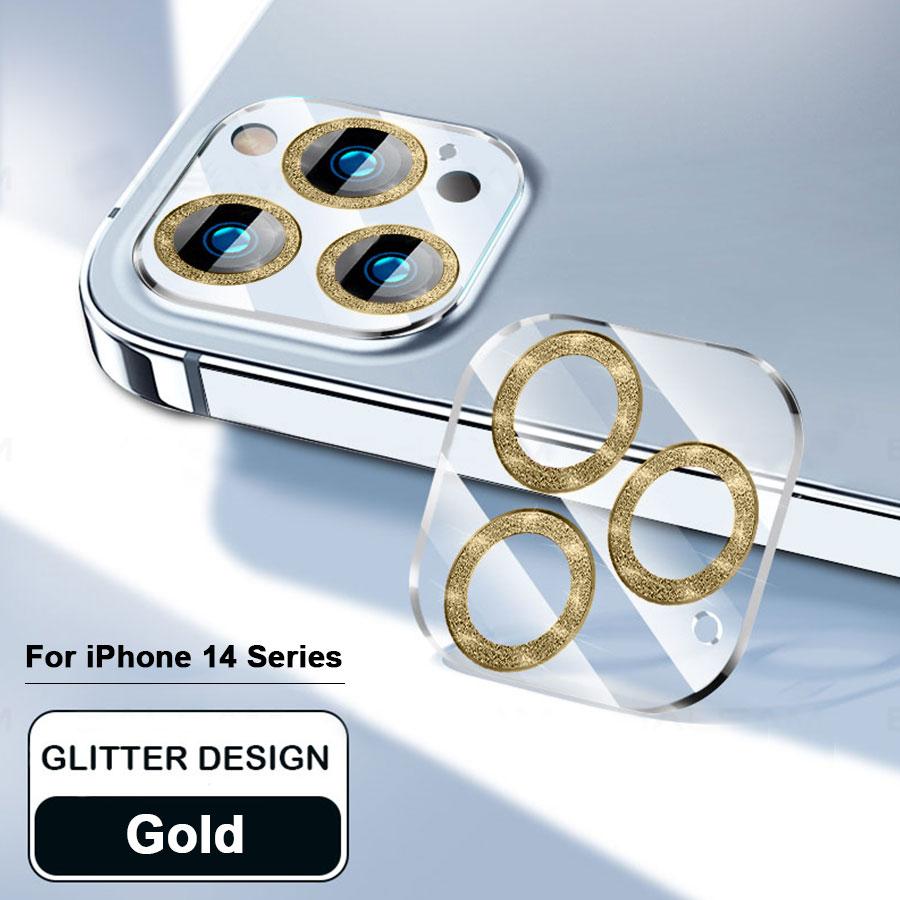 

Для iPhone 15 14 13 12 mini 11 Pro Max Glitter Diamond Bling Camera Lens Protector Загартоване скляне кільце iPhone 14 Pro Max золотий