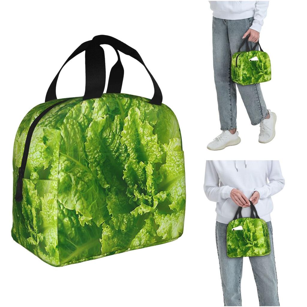 Lettuce Closeup Insulated Lunch Bag for Women Children Portable Food Boxes Thermal Lunch Box Tote