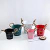 Colorful Tin Flower Pot with Hemp Rope - Iron Art Planter for Succulents - Decorative Desktop Storage Bucket
