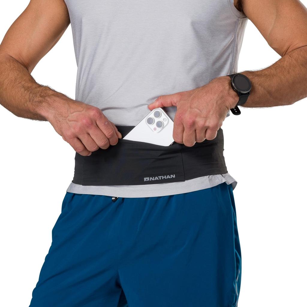 NATHAN Running Pouch Waist Pouch NS30630 Zipster Max No Slip Waistband Smartphone Compatible Zip Pocket Black S Walking Jogging Strolling Trail