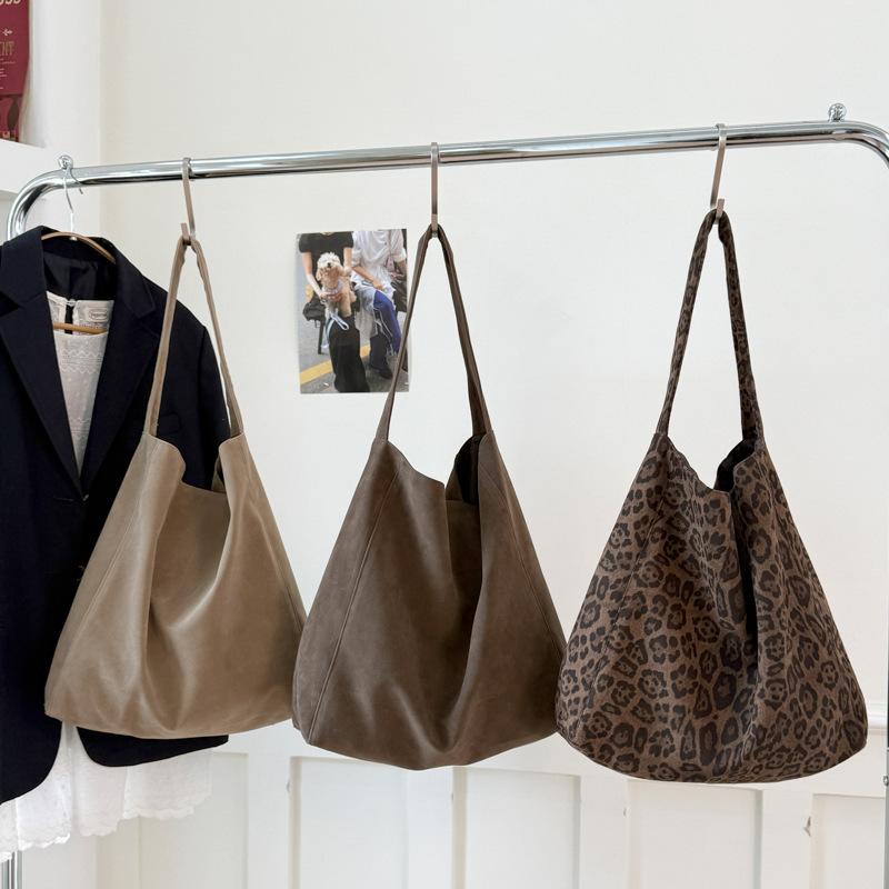 Large Capacity Women's Tote Bag Available Leopard Print or Solid Colors Soft Durable Comfortable Strap Daily Shoulder Bag