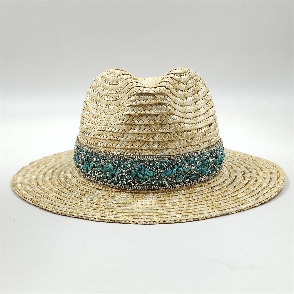 French Hepburn Style Straw Hat for Men and Women Hand-woven Natural Wheat-colored Ribbon Decorated Sun Hat Beach Wedding Hat