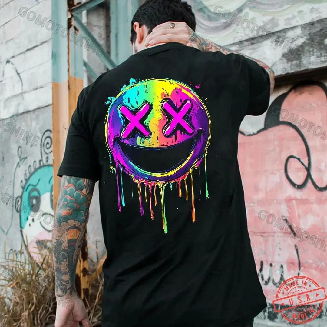 Iridescent Evil Smile Emoji Print Men s T-Shirt M
