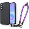 Silicone Case - BOOLING - for Samsung Galaxy A57 5G - Black with Removable Tricolor Bracelet