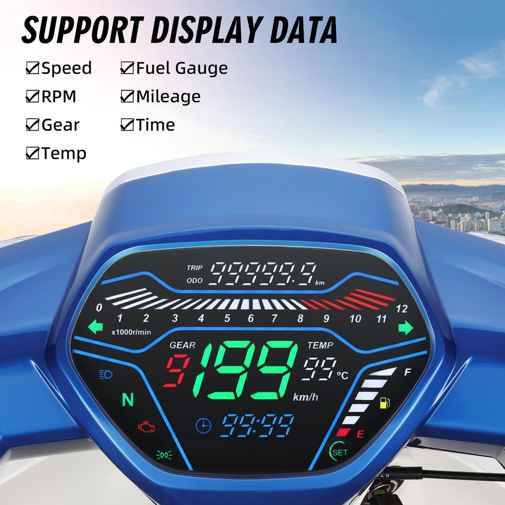 For EX5 Class1 CX DX Digital Motorcycle Speedometer LED Dashboard RPM for Honda Wave100 CD100 for Alpha Ori for Tokyoda DY110-2F