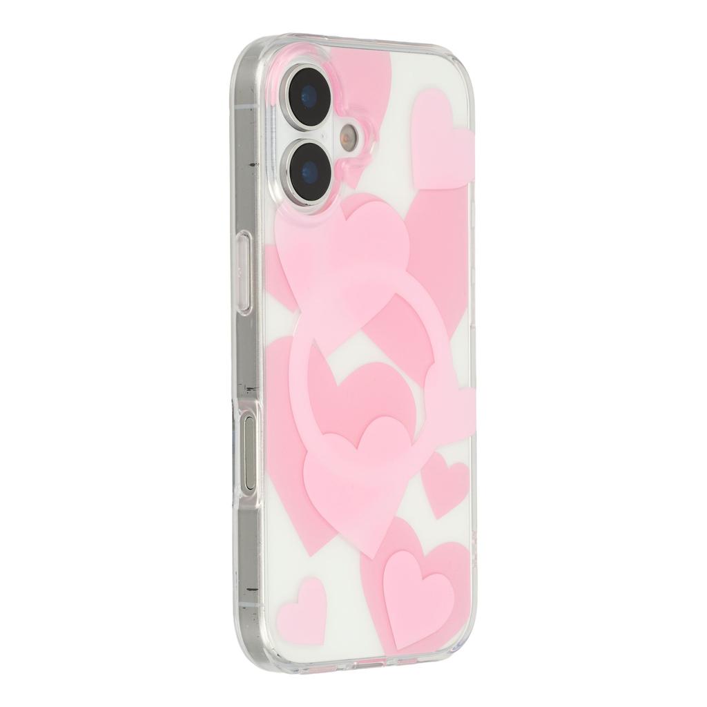For iPhone 17 Case Heart Pattern TPU + PC Protective Phone Cover Compatible with MagSafe