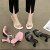 Slides Women's Slippers and Ladies Sandals White Outside Transparent Job Shoes Pink Heeled Open Toe Wholesale Comfortable Elegan