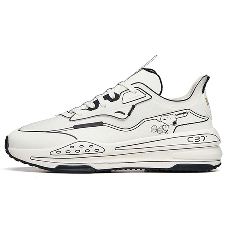 Anta Snoopy X C37 Series Shock Absorbing Non-Slip Durable Low-Top Running Shoes Men Sneaker Black White 912128081-10 40