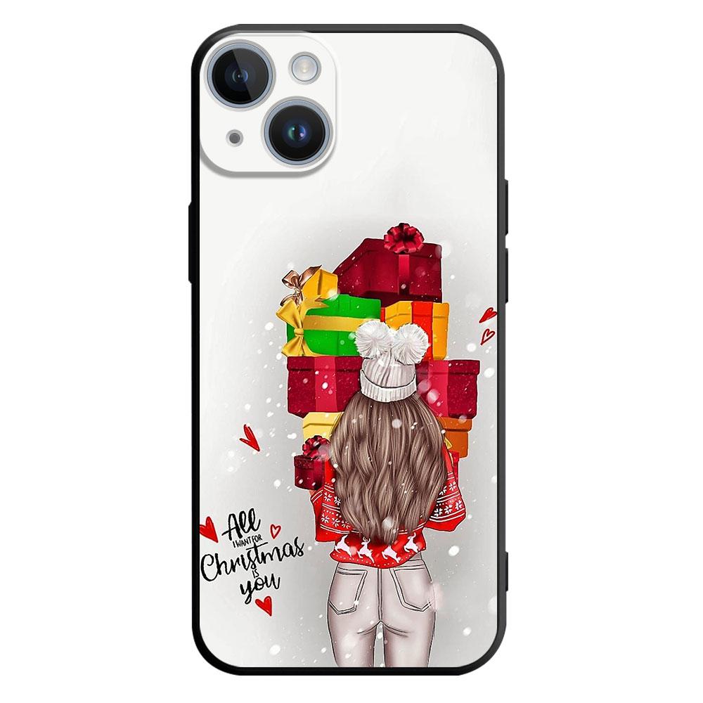 Merry Christma Gift Girl Case for Apple iPhone 11 XR XS X 14 Plus 7 8 6S 13 Pro Max SE 12 Mini 14Pro 7+ Silicone Matte Capa
