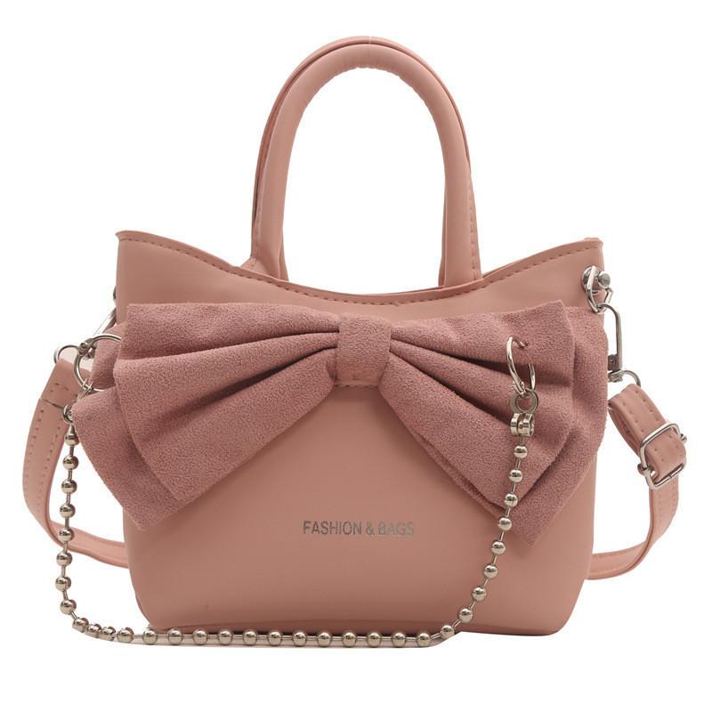 Trendy Korean Style Pu Leather Tote Bag Fashionable Bucket Bag With Bowknot