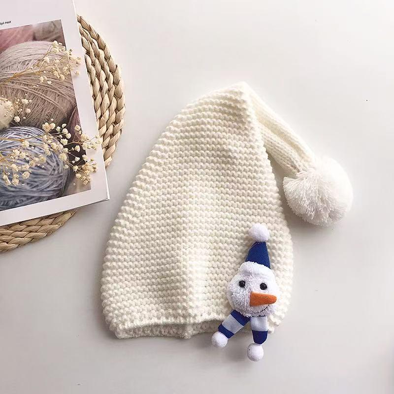 Children's Cute Christmas Cartoon Pompom Wool Pullover Hat