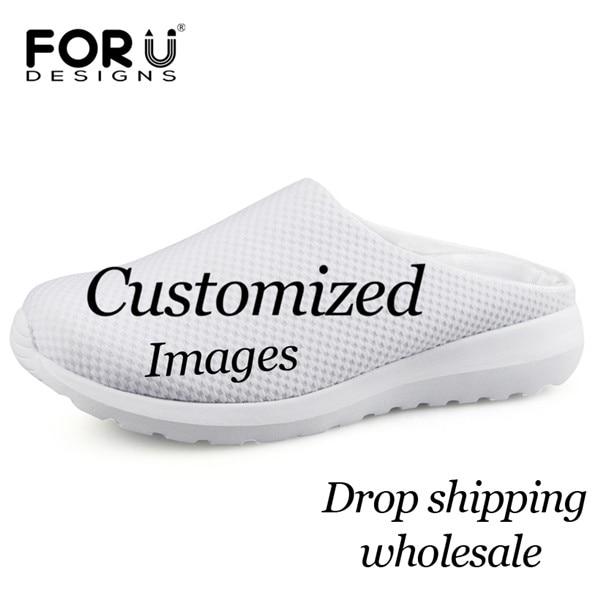 Womens Fashion PU Print Slippers Antiskid Rubber Bottom Quick Drying Breathability Beach Shoes