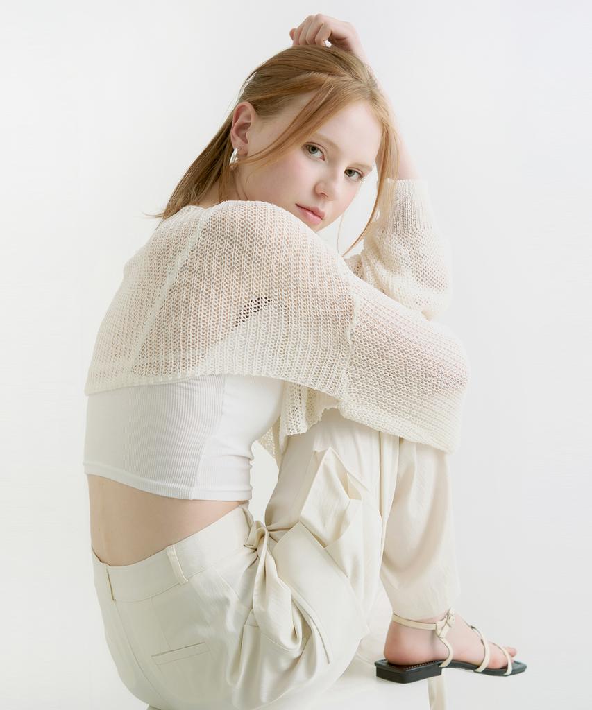 ADAUL Mona Layered Crop Knit Bolero - Ivory