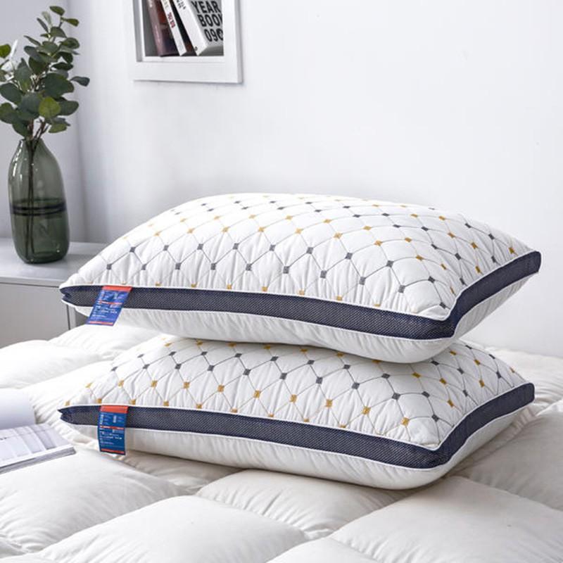 Soft Washable Hotel-Style Pillow With Cotton Mesh Grid 48x74cm Rectangular Adults 48x74cm-600g