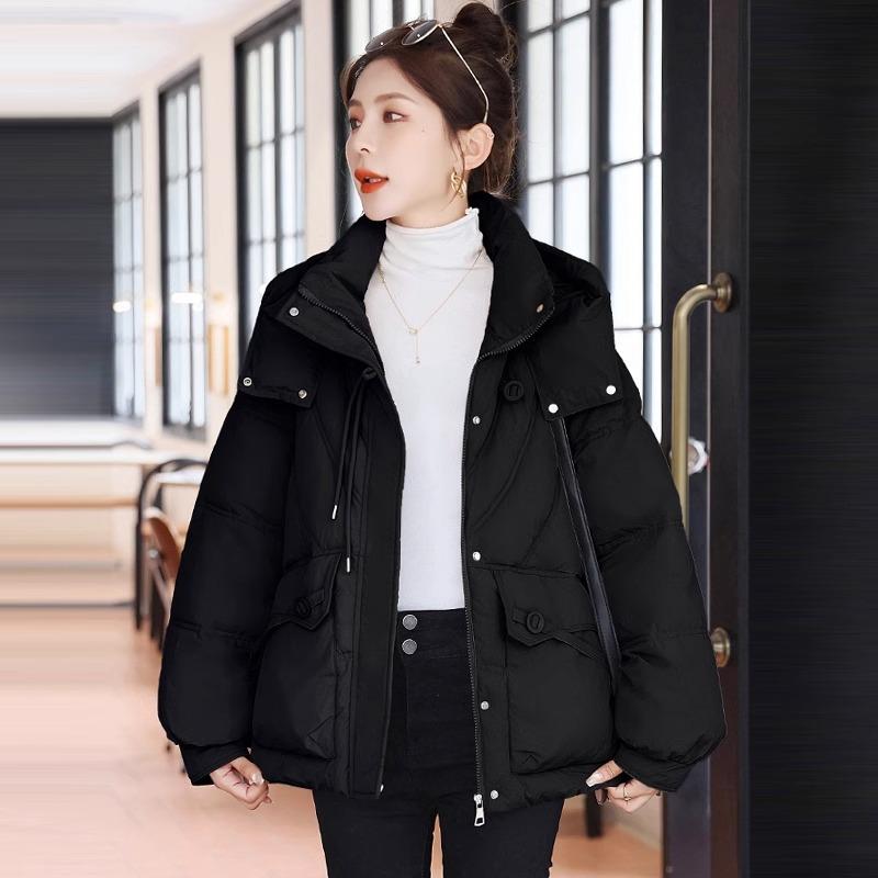 2025 Short Hooded Down Cotton Jacket Women's New Winter Thickened Warm Padded Jacket Loose Bread Jacket
