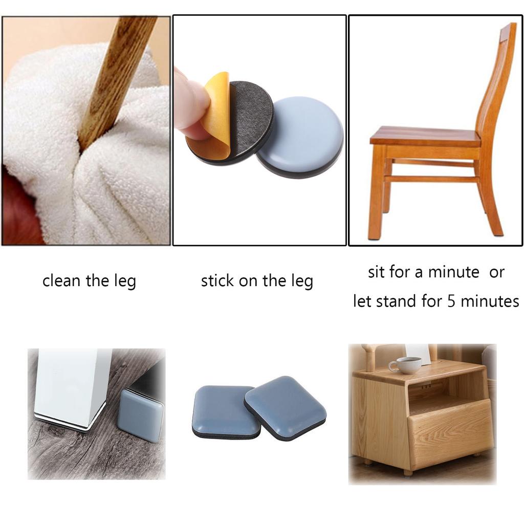4pcs Anti-wear Furniture Leg Slider Pad Self-adhesive Floor Protector Easy To Move Heavy Table Sofa Slider Pad Chair Accessories