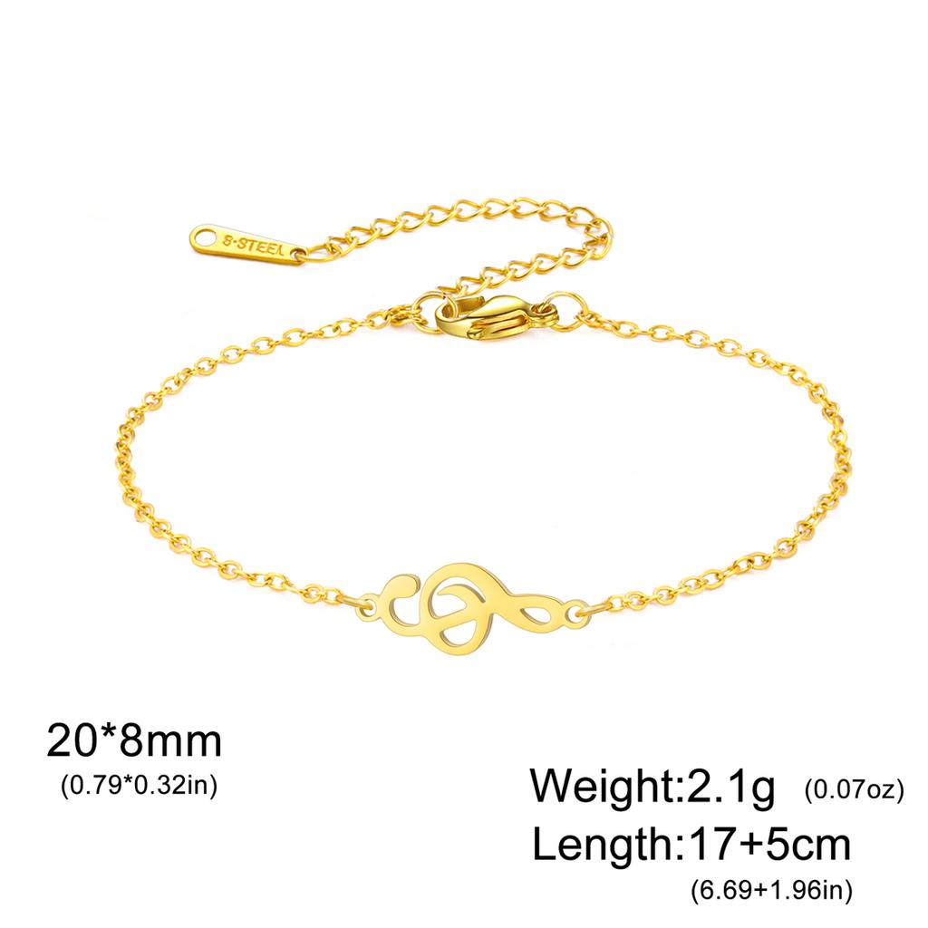 Fashion Music Symbol Bracelet for Women Gold/Silver Color Link/Rope Chain Bracelet Stainless Steel Musician Jewelry Gift