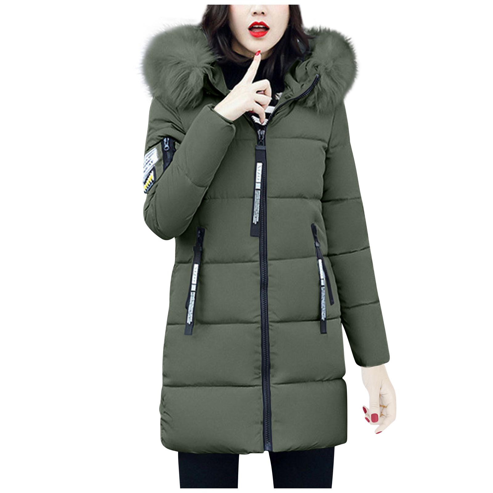 

Women s Fashionable Casual Winter Cotton Coat - Plus Size, Mid-Length, Loose Fit, Thickened Down-Filled Cotton Jacket L