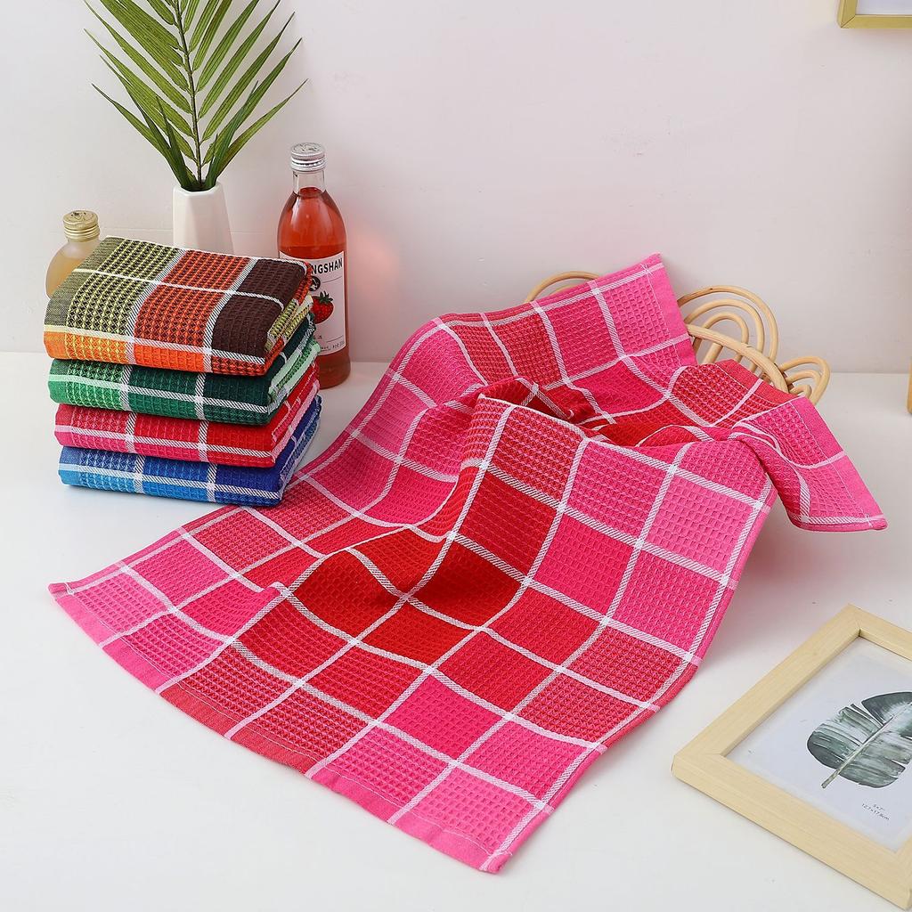 4pcs Household Kitchen Waffle Cleaning Cloths, Polyester Cotton Cleaning Grid Cleaning Cloths