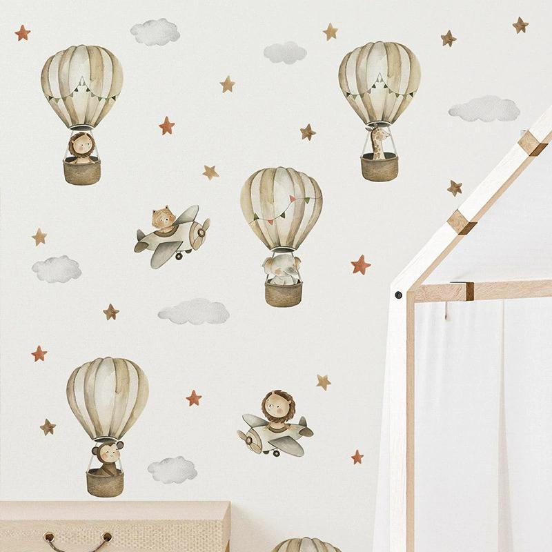 Kawaii Cartoon Pink Clouds Stars Watercolor Children Stickers Vinyl Nursery Wall Decals Kids Girls Baby Room Home Decor