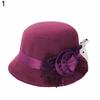 Women Retro Floral Bowler Hat Solid Color Cap for Party Prom Outdoor Travel