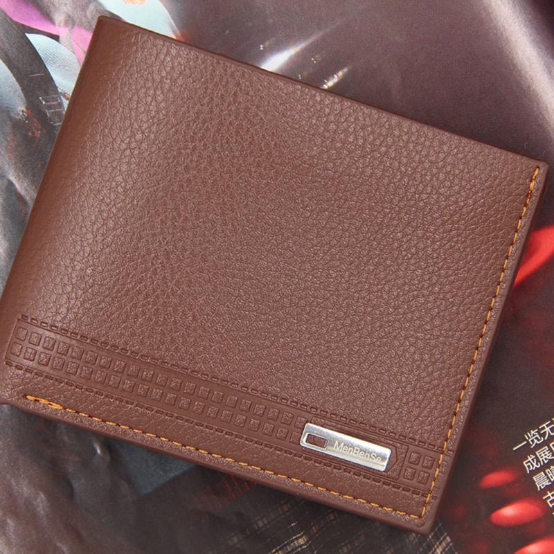 Carteira Masculina Bifold Curta Couro PU Multifuncional Grande Capacidade Carteira de Negócios Porta-Moedas Para