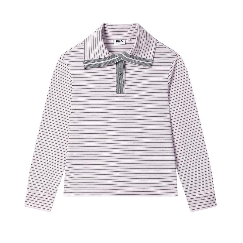 

Fila Изумрудный Повседневный Модный Универсальный Хлопковый Полосатый Пуловер С Длинным Рукавом и Воротником-Поло Женский свитшот Светло-розовый F11W534208FPK S