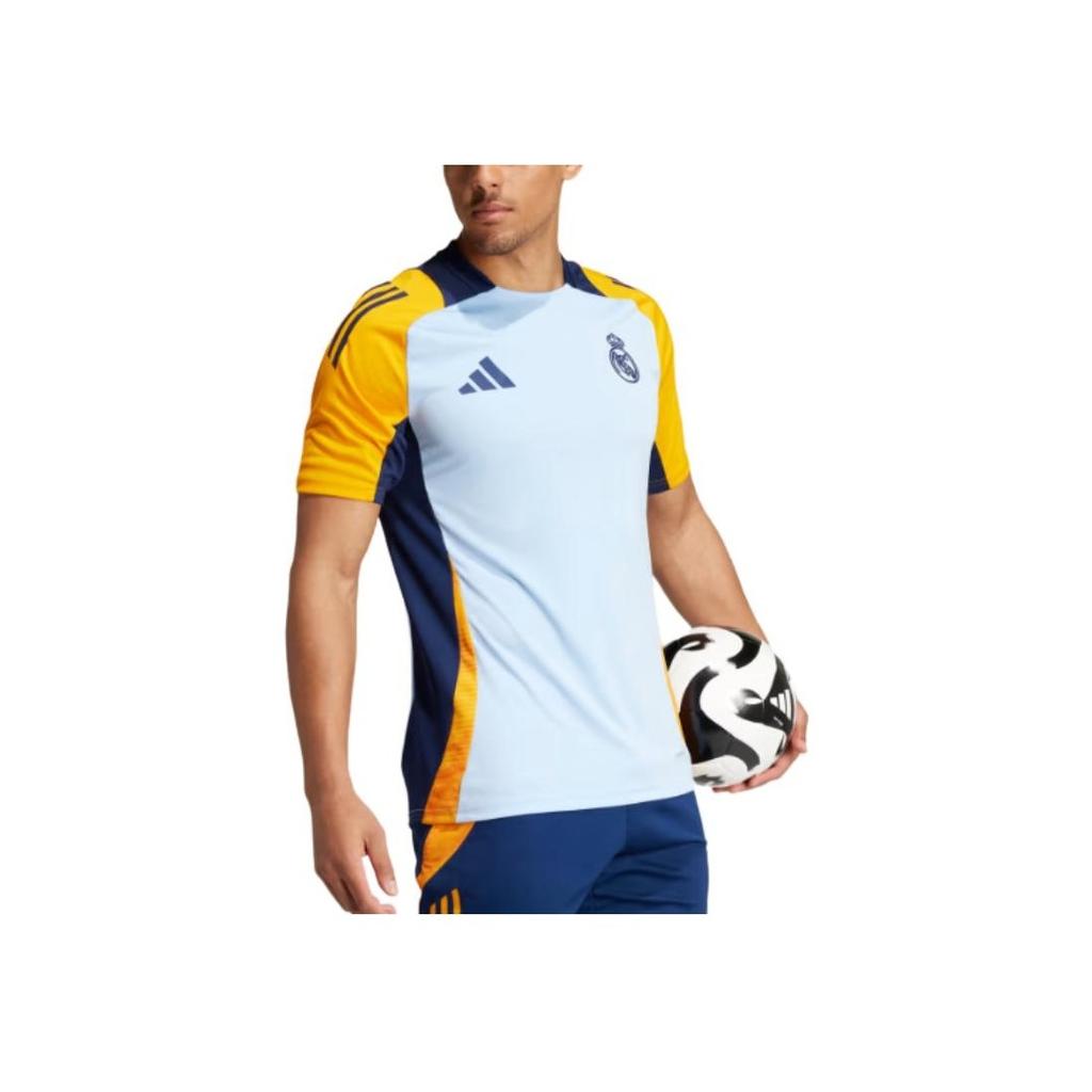 Adidas Real Madrid SS24 Colorblock Comfortable Fashion Round Neck Short Sleeve Soccer Jersey Men Tops Blue IT5125