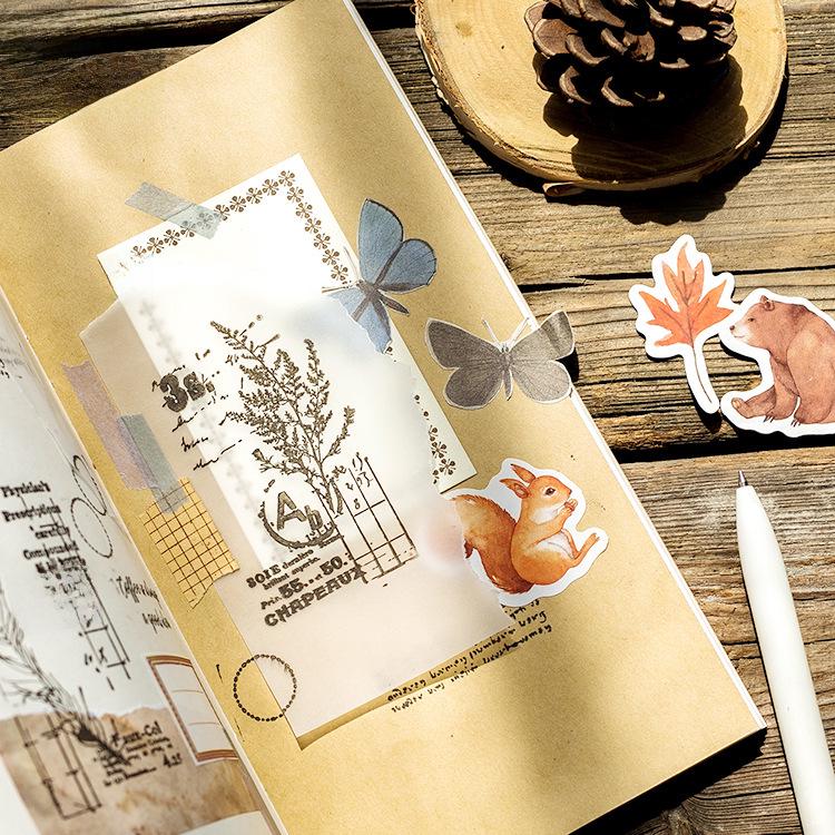 Autumn Forest Self-Adhesive Momo Box Stickers for Albums and Decoration