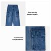 Blugi Lărgi Bumbac Stil Workwear cu Imprimeu Floral MLB New York Yankees Femei jeans 3FDPM0444-50INS