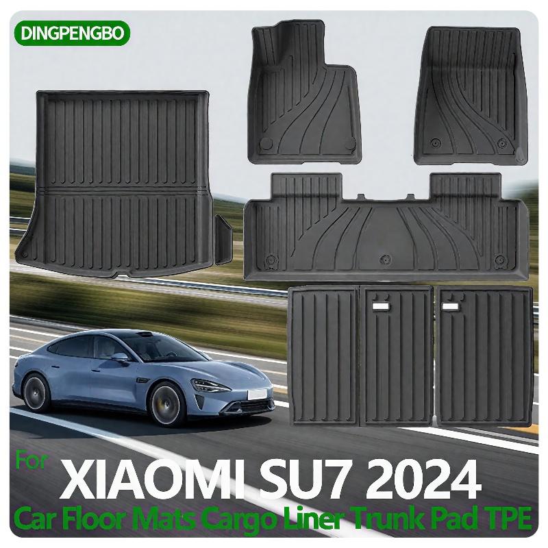 FIT for XIAOMI SU7 2024 Car Floor Mats Cargo Liner Trunk Pad TPE Seat Back Cushion 3D Left-hand Drive Internal Accessories