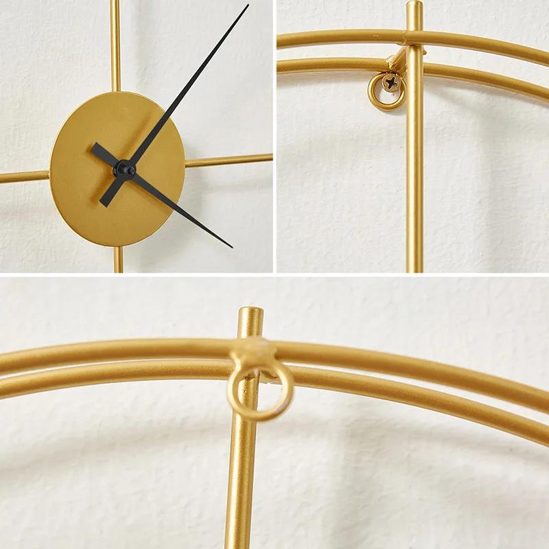 Nordic Black Gold Large Silent Wall Clock Living Room study Office Decoration Mute Metal Wall clock for Hotel Modern Decoration