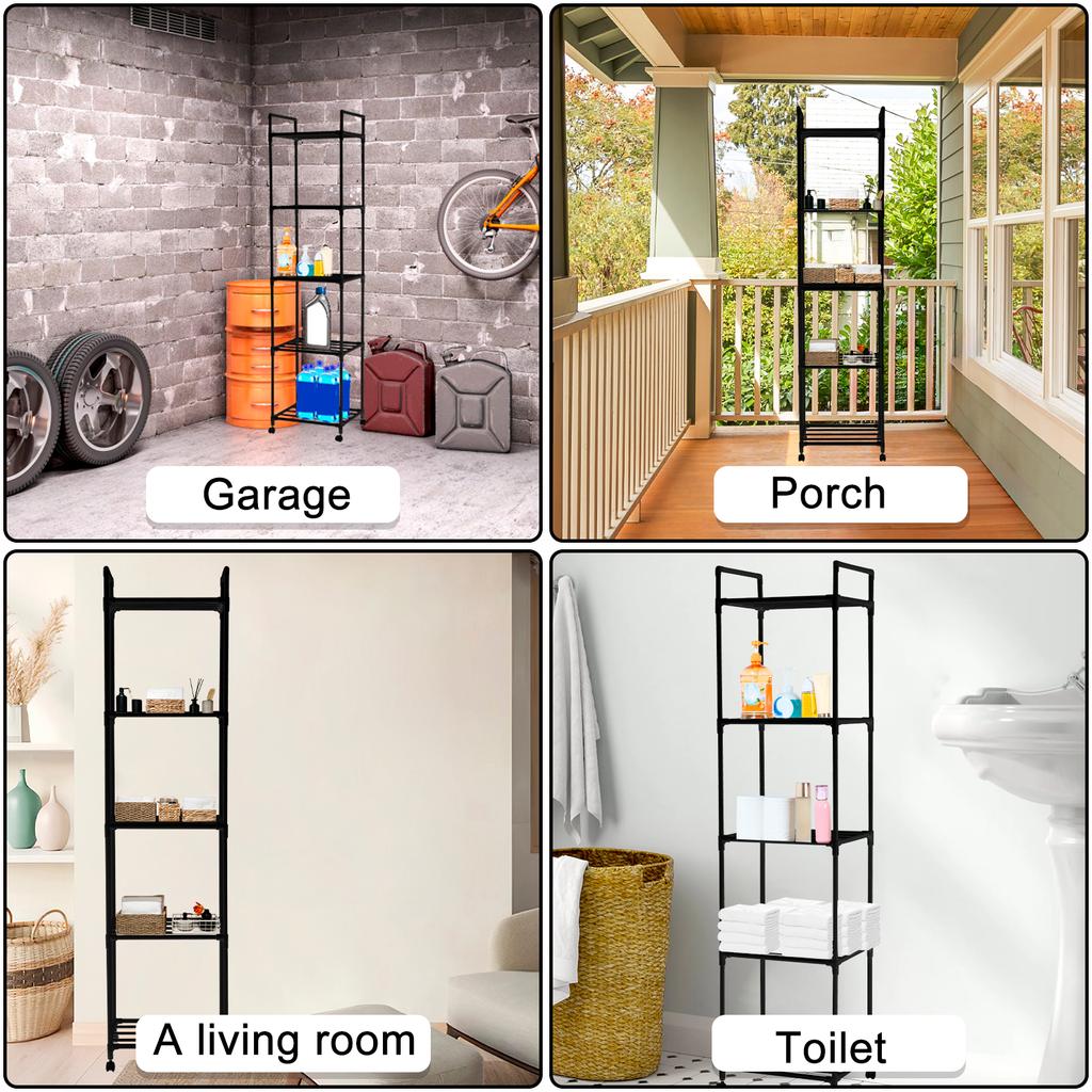 4/5-Layers Kitchen Rolling Storage Rack Movable Multipurpose Trolley Household Organizer Shelf for Bathroom Bedroom Living Room