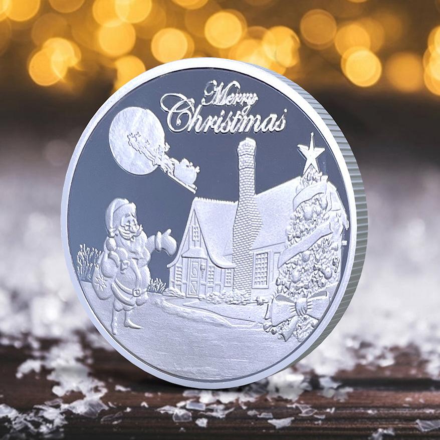 Christmas Snowman Colored Coins, Elizabeth Commemorative Medal Silver Coins, Christmas Eve Gifts, Tooth Fairy Colored Silver Coins