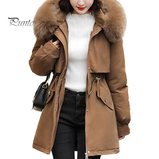 Hooded Women Coat Winter Jacket with Faux Fur Collar Soft Fabric Warm Fashionable Zipper Closure for Autumn Versatile
