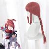 Peluca Larga Rosa Oscuro Pelucas Sintéticas de Anime para Cosplay Con Una Trenza Resistente al Calor Pelucas Sintéticas para Cosplay Fiesta de Halloween