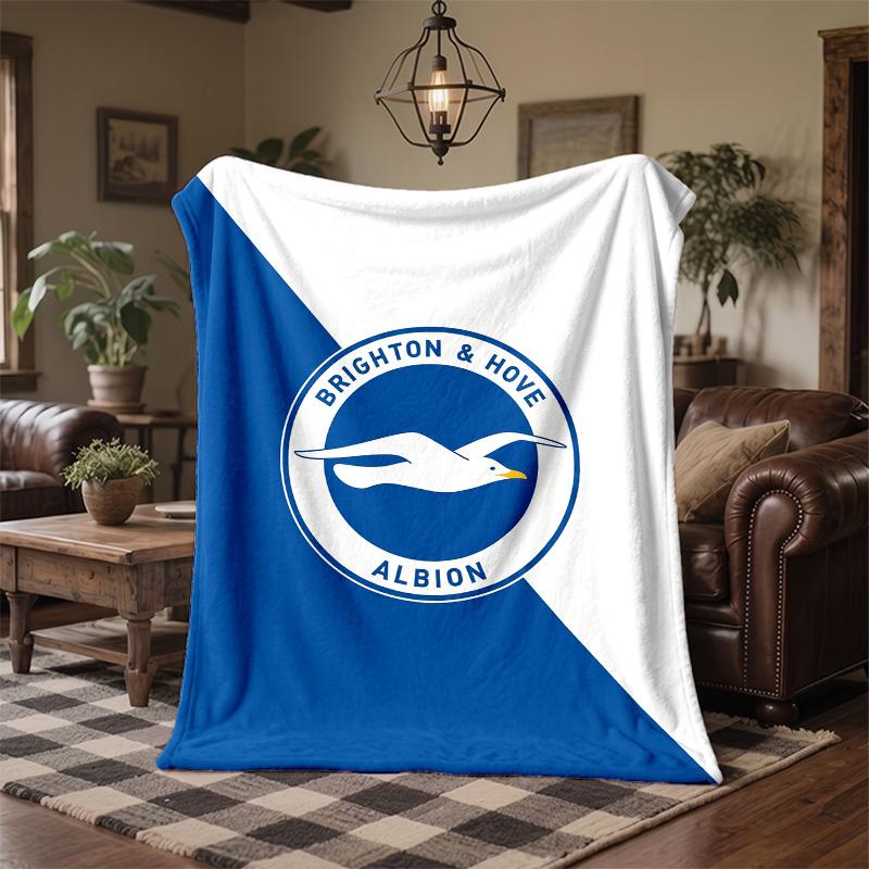 Brighton & Hove Albion Football Print Flannel Blanket Soft Warm Sofa Bed Throw Blanket For Home Office Bedroom