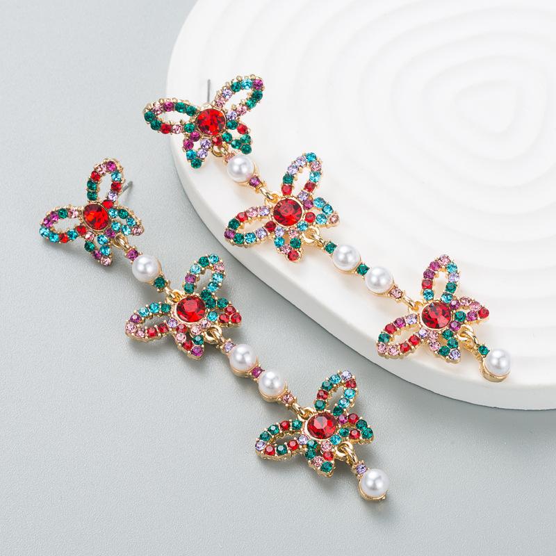 

Женские длинные серьги-капли из титанового стального сплава, серьги-подвески из акрила, разноцветные хрустальные жемчужные бабочки, геометрические украшения для ушей OneSize красный