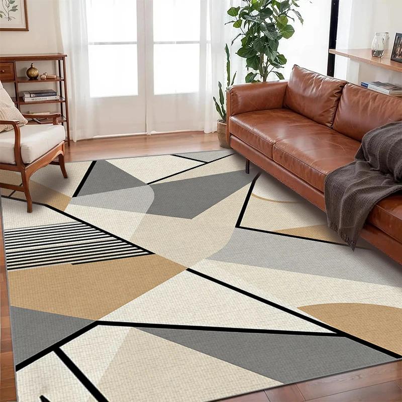 Moderne Geometrische Beige Grijze Vloerkleed Antislip Wasbaar Zacht Vloerkleed voor Woonkamer Slaapkamer Huisdecoratie 40x60cm15.8x23.6in