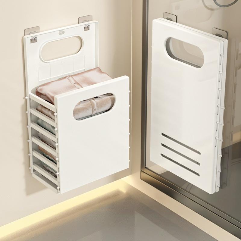 Home Dirty Clothes Basket Household Hanging Washing Clothes Basket Bathroom Foldable Non Perforated Mouth Storage Basket