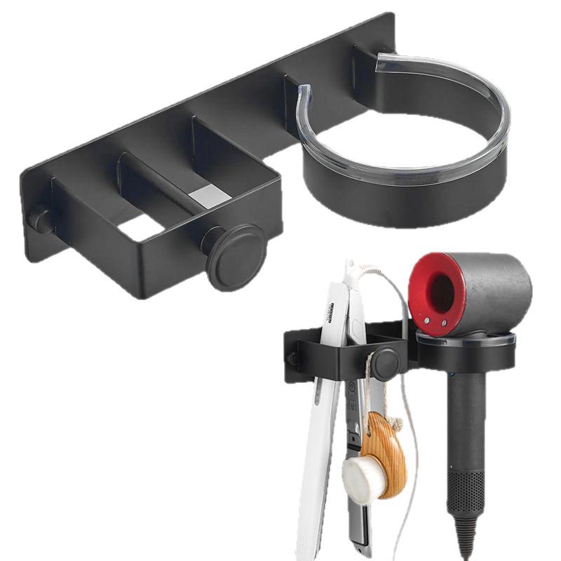 Wall-Mounted Hair Dryer & Curling Iron Holder with No-Punch Straightener and Ironing Board Rack