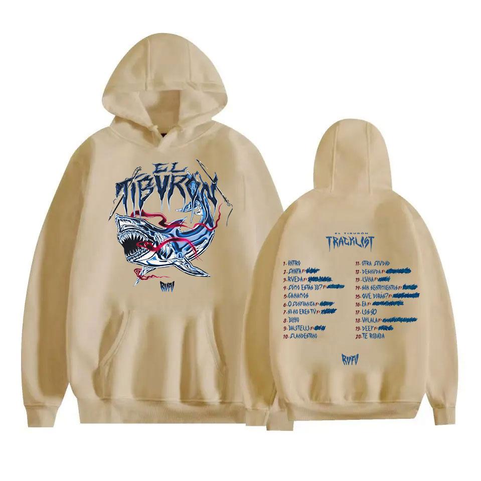 RVFV Eltiburón Tour Album Mikina Pánská Hip Hopová Fleecová Mikina Přes Hlavu Unisex Ležérní Móda Oversized S Kapucí Streetwear