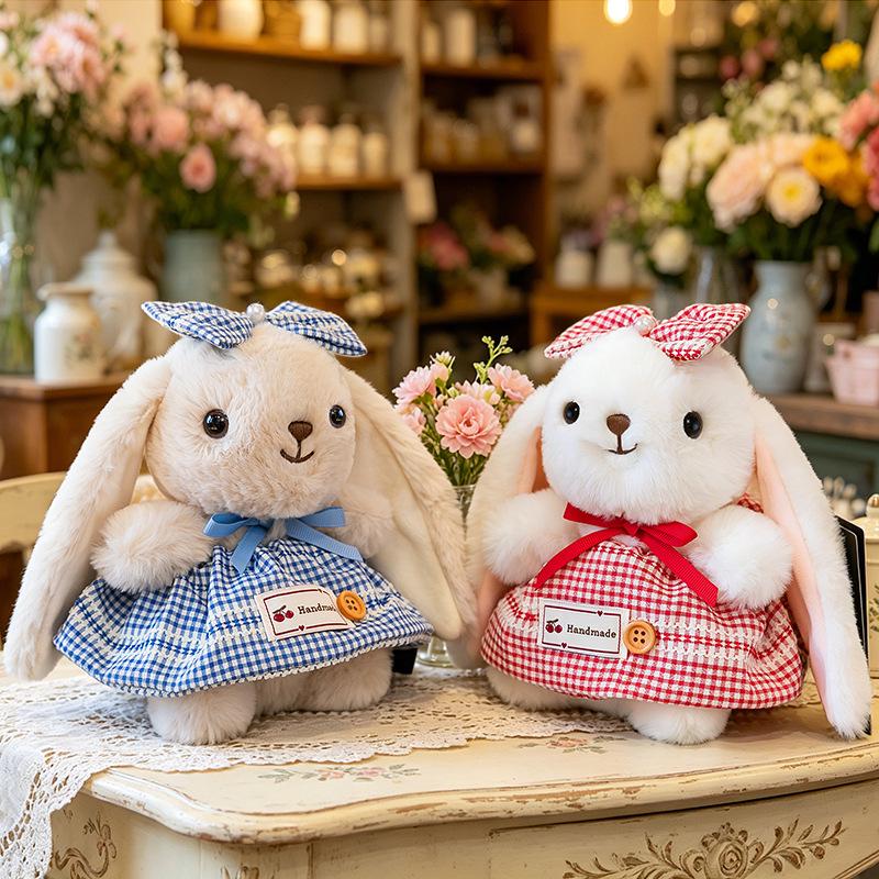 Plaid Skirt Lily Rabbit Doll: Cute Pendant Plush Toy & Girl's Bag Charm