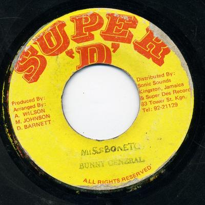 7inch Record BUNNY GENERAL  Miss Boneto NONE Super D Jamaica Reggae Ska  Dub Used