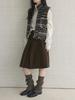 Xu Man Retro Korean Pleated Wool Midi Skirt for Women