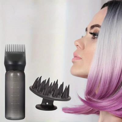 2pcs/set Applicator Bottle Shampoo Brush Scalp Massage Hair Brush Oil Applicator for Hair Care 3-in-1 Hair Treatment Tool