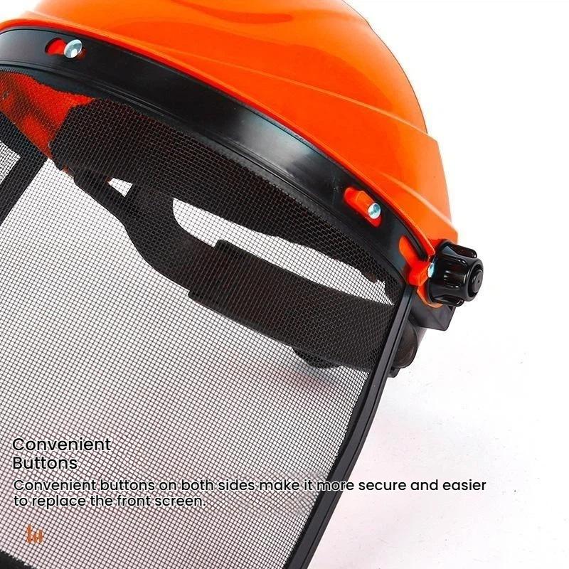 Garden Grass Trimmer Helmet with Full Face Mesh Visor Breathable Anti-Scratch Safety Guard for Yard Lawn Mowing Work