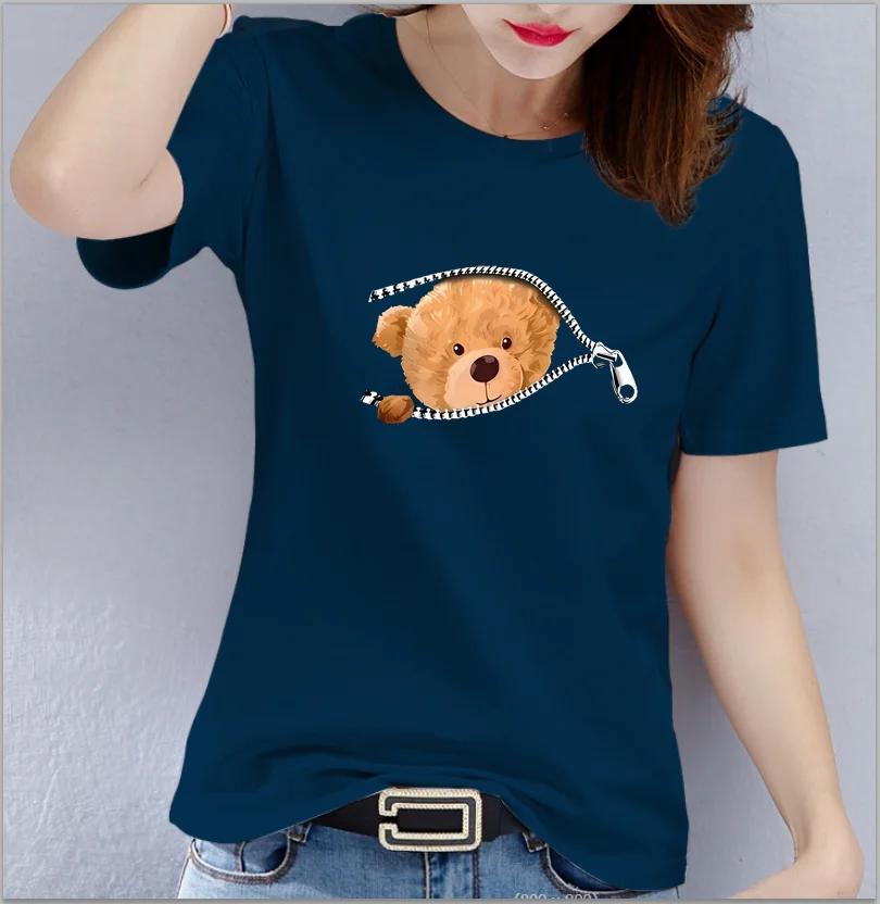 Bear Graphic Print Tshirt Teddy Bear Short Sleeve Crew Neck Casual Top  Womens Clothing Oversized  T Shirt Tops  Harajuku