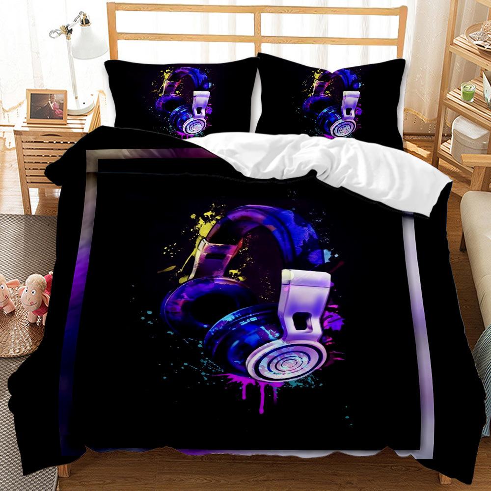 Ensemble de literie musical 3D, housse de couette et taie d'oreiller, Instrument de musique, 2/3 pièces AU240 * 270, décoration de la maison pleine grandeur
