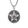 Stainless Steel Mysterious Pentagram and Angel Symbol Pendant Necklace